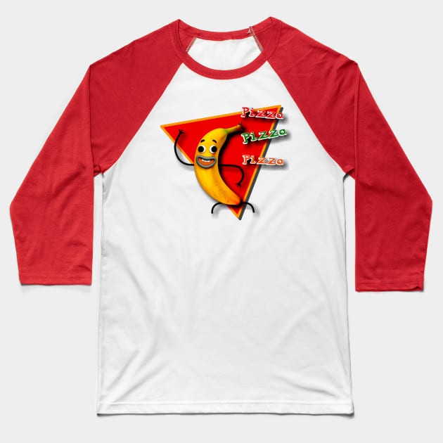 Banana Joe Pizza Dance Baseball T-Shirt by AlondraHanley
